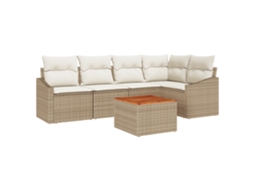 Conjunto 6 Sofá Exterior Vidaxl Bege Vime Pe (233,5 X 123,5 X 69 Cm)