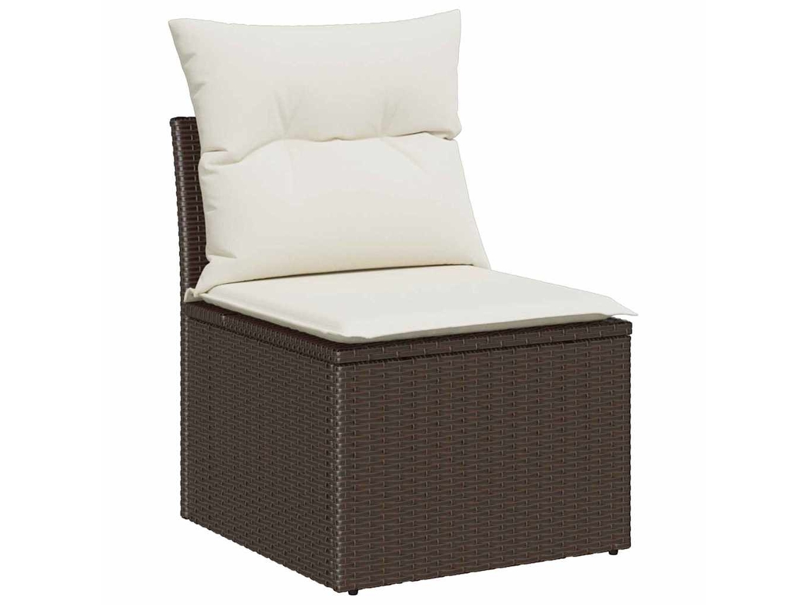 Maison Exclusive - Conjunto De Sofá De Jardim Com Almofada 7 Pcs Marrom E Creme