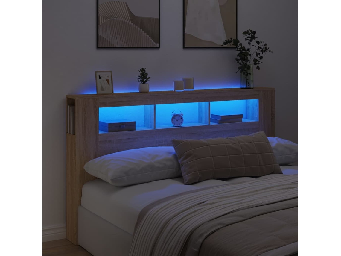 Cabeceira C/ Leds 180x18,5x103,5 Deriv. Madeira Carvalho Sonoma