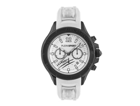Relógio Homem Warrior Tech 47,50 Mm Bracelete De Silicone Cor Da Bracelete Branco À Prova De Água 5 Bar Philipp Plein Sport