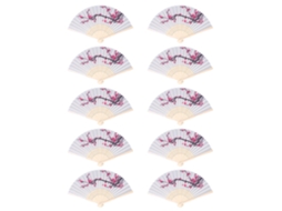 Conjunto De 10 Leques Mão Dobráveis​​ Sakura, Portáteis, Em Bambu E Seda