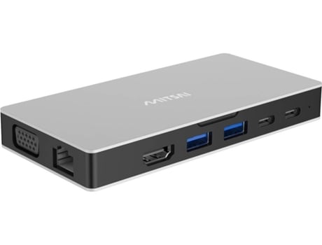 Hub MITSAI 8 Em 1 (Outlet Caixa Aberta - 2 USB-C + 2 USB 3 + HDMI + SD + RJ + VGA)