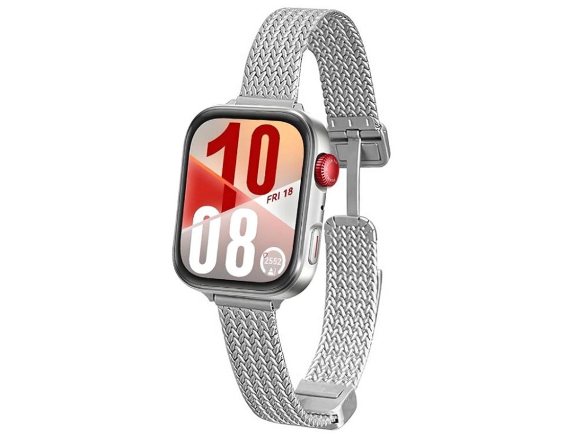 Bracelete Para Huawei Watch Fit 4 Pro / Fit 4 / Fit 3 - Aço Inoxidável - Fecho Magnético - Design De Orelha De Trigo Prateada