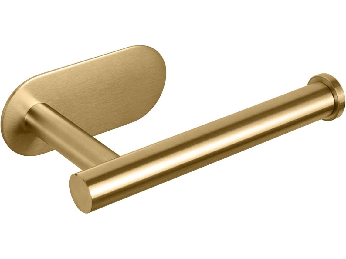 Suporte de papel higiênico de parede, dourado escovado, aço inoxidável 304, sem furos, com 1 unidade AQUAFORGE