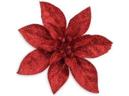 10 Unidades de Flores de Natal com Glitter e Pontas Artificiais AQUAFORGE (vermelho, 15 Cm)