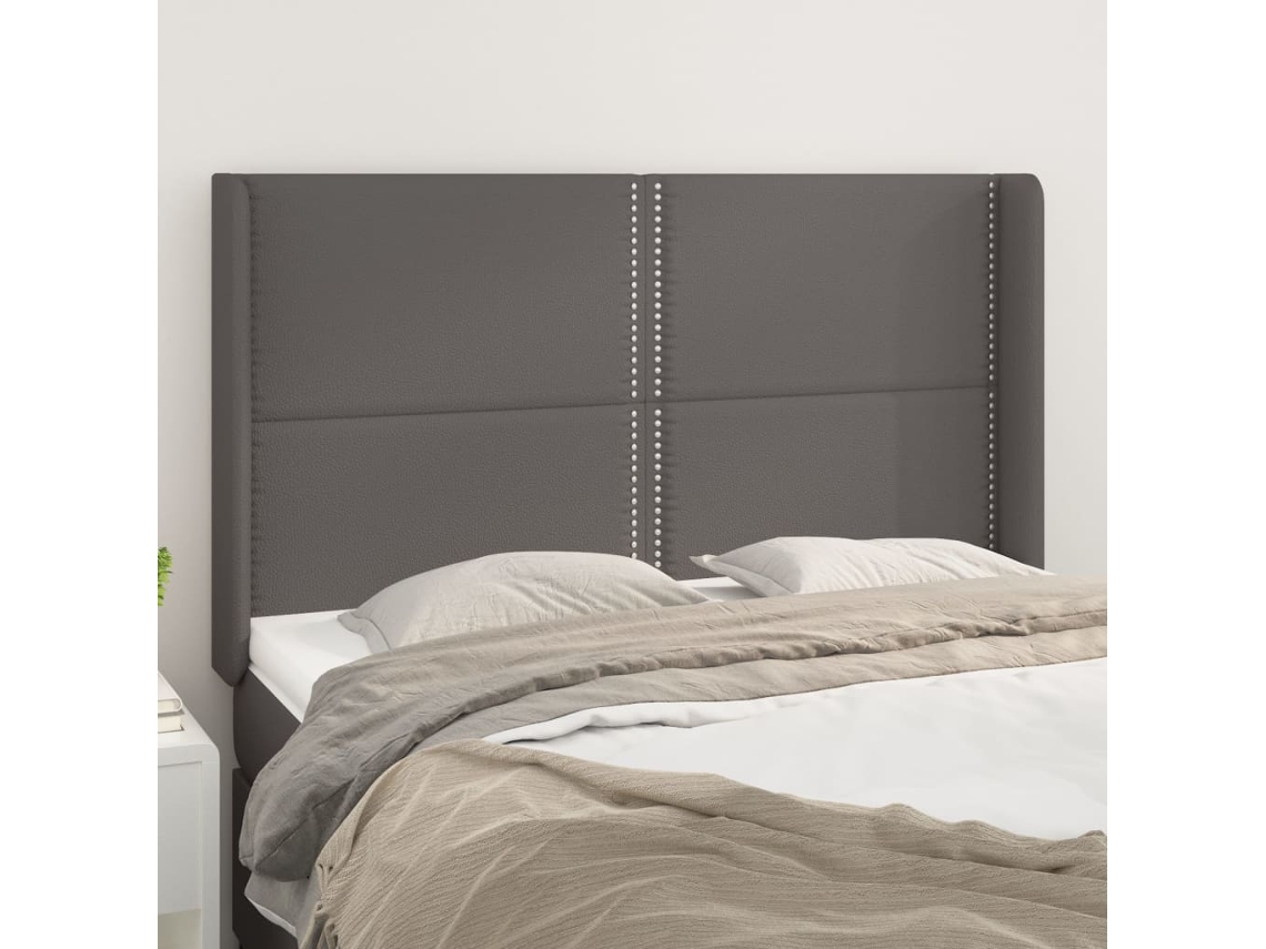 Cabecero con Alas de Polipiel 147x16x118/128 Cm Gris