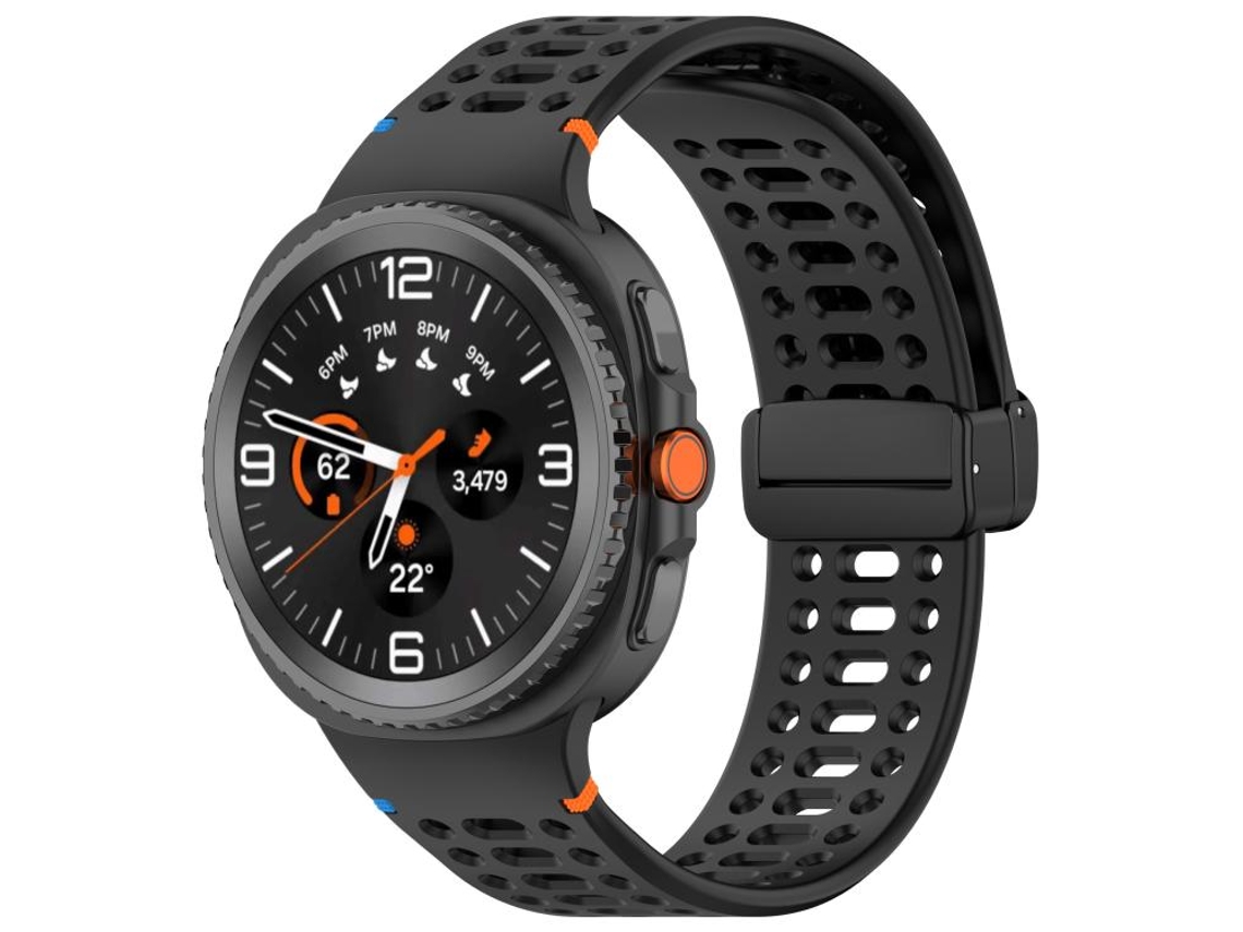 Bracelete Silicone com Fivela Magnética Preta para Samsung Galaxy Watch 8 / 8 Classic XIAOMOYU