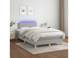 Vidaxl Cama Box Spring C/ Colchão E Led 120x200 Cm Tecido Cinza-claro