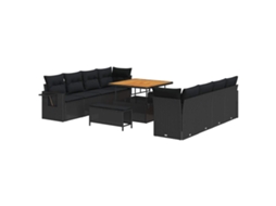 Conjunto 11 Conjunto De Sofá De Jardim Vidaxl Preto Vime Pe (100 X 100 X 71 Cm)