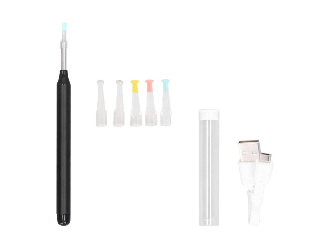 Remoção de Cera do Ouvido YURU com Câmera Visível, Kit Endoscópio Sem Fio para Smartphone, Preto