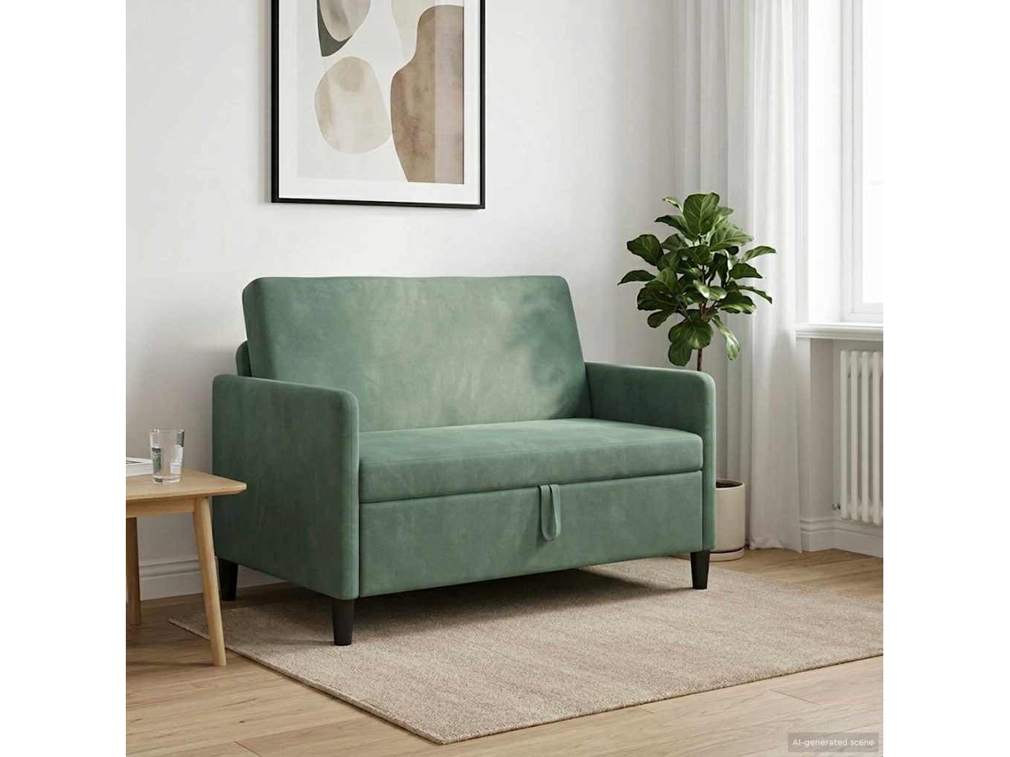 Vidaxl Sofa Com Armazenamento Verde Do Mar 122 X 78 X 87 Cm Poliéster