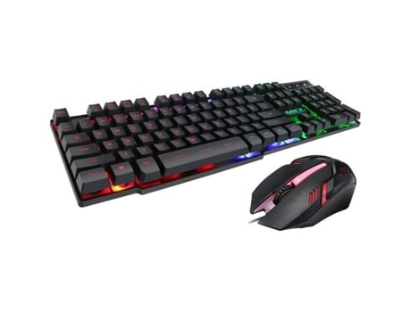 Teclado e mouse para jogos, núcleos brilhantes de arco-íris com luz de fundo LED e teclado e mouse para jogos com fio USB Codream