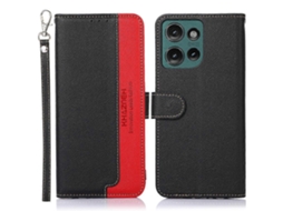 Capa Para Celular Motorola Edge 50 Neo Khazneh Em Couro Com Textura De Lichia E Proteção Rfid