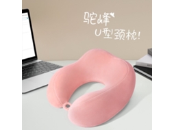 Almofada de pescoço portátil YUNZII em formato de corcova de camelo rosa antigo, 30x28x14cm