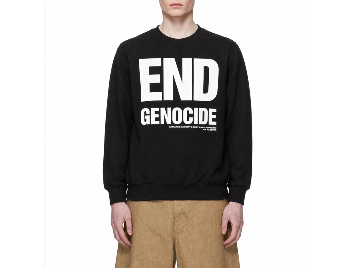 Rockinstone End Genocide Katharine Hamnett Black Classic Sweatshirtdouble-sided Print Unique Designer Style