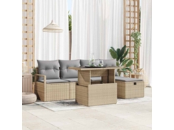 Vidaxl Conjunto De Sofá De Jardim 6 Unid. Bege Vime Pe