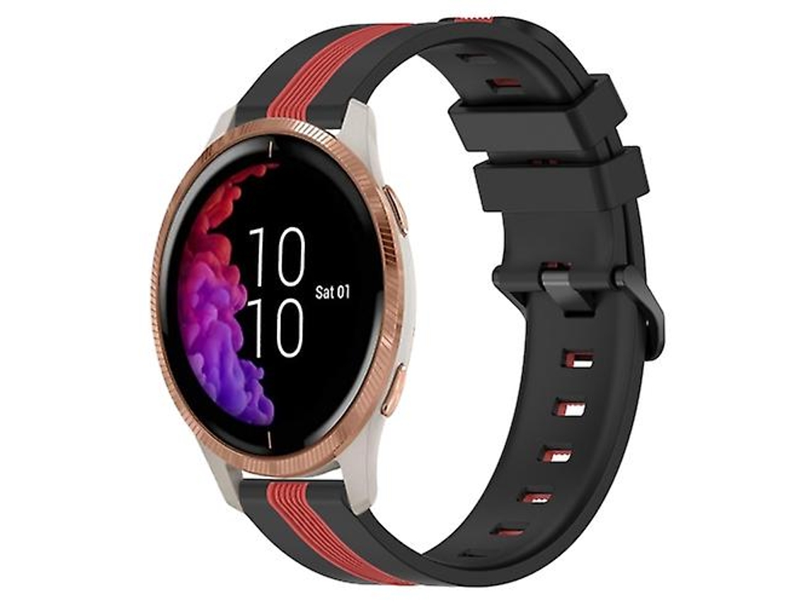 Bracelete para Garmin Venu 20Mm Faixa de Relógio de Silicone Vertical de Duas Cores Preto-Vermelho VENISYMLIS