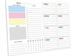Agenda/Caderno semanal com 52 páginas sem data e folhas destacáveis.