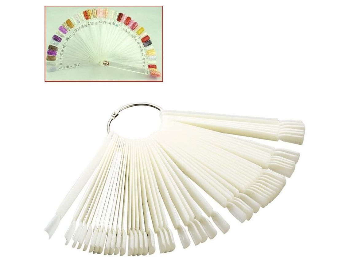 Dicas de Arte de Unhas Palitos Coloridos Display Fan Prática Anel Iniciante Branco