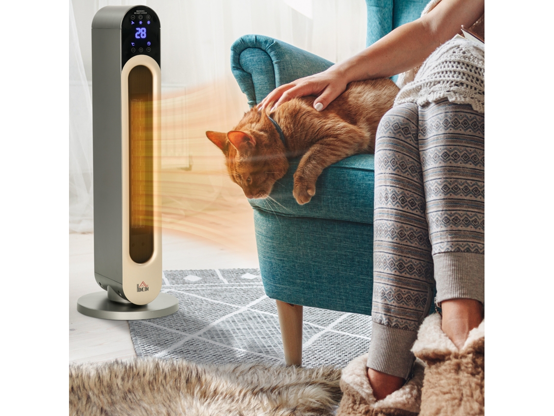 Aquecedor Cerâmico Ptc Oscilante Preto 1100w/2200w Com Controle Remoto - Mini Aquecedor Auxiliar