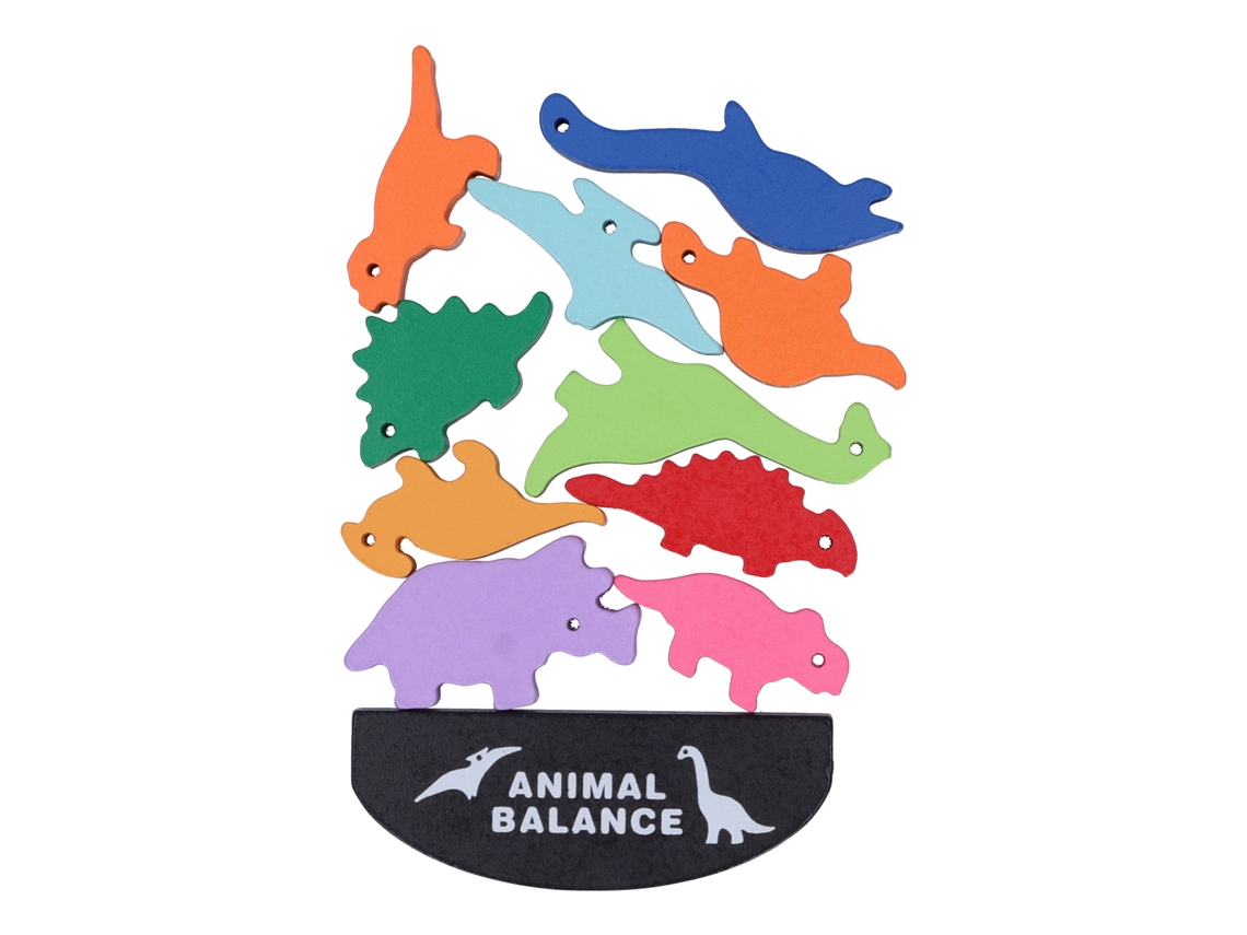 Primerox blocos de Empilhamento de Dinossauro em Madeira para Crianças Brinquedo Educativo de Equilíbrio 3 Anos +