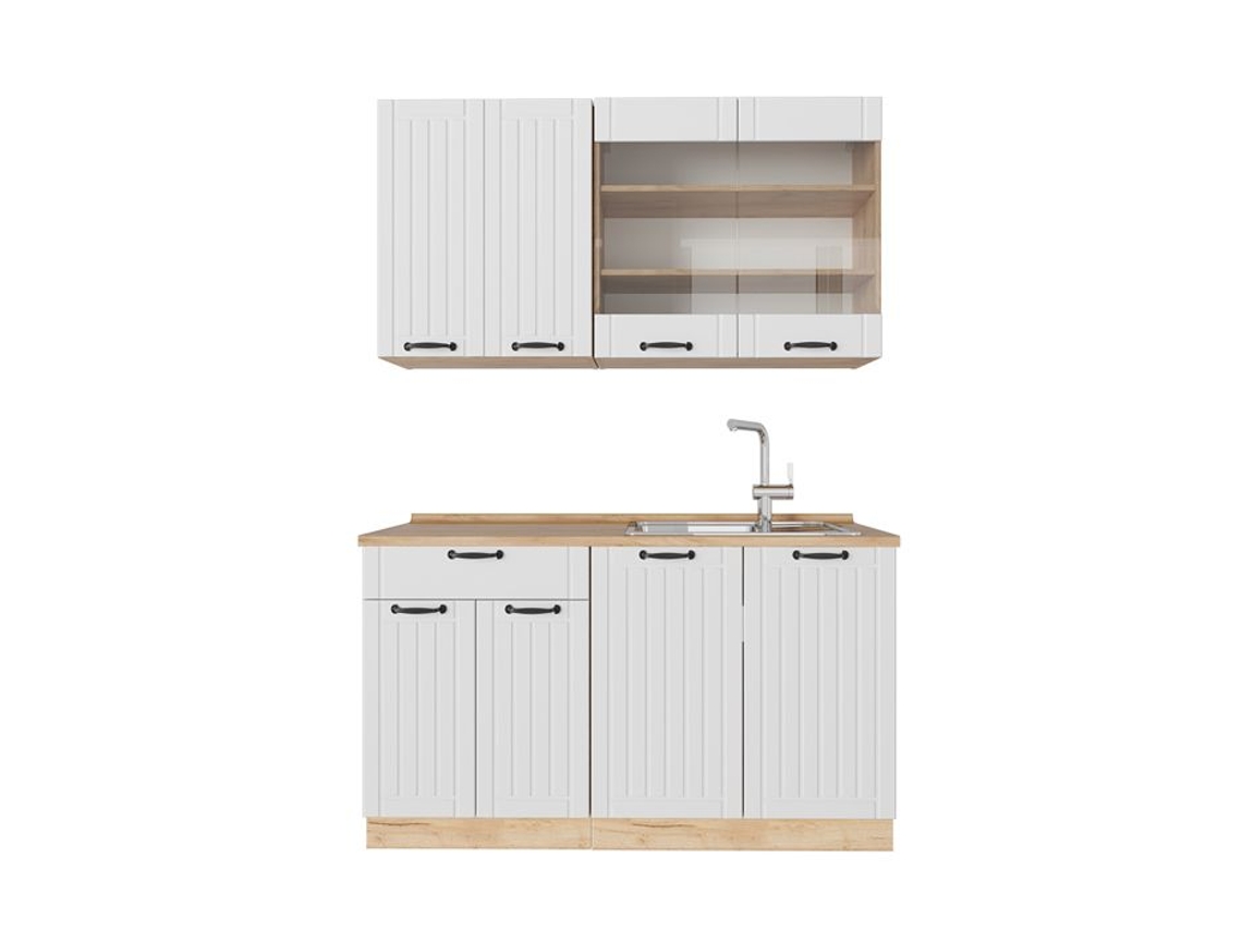 Nome Da Cozinha, 140cm, Pt Carvalho, Branco Campagne, Carvalho De Força Dourado, Vicco