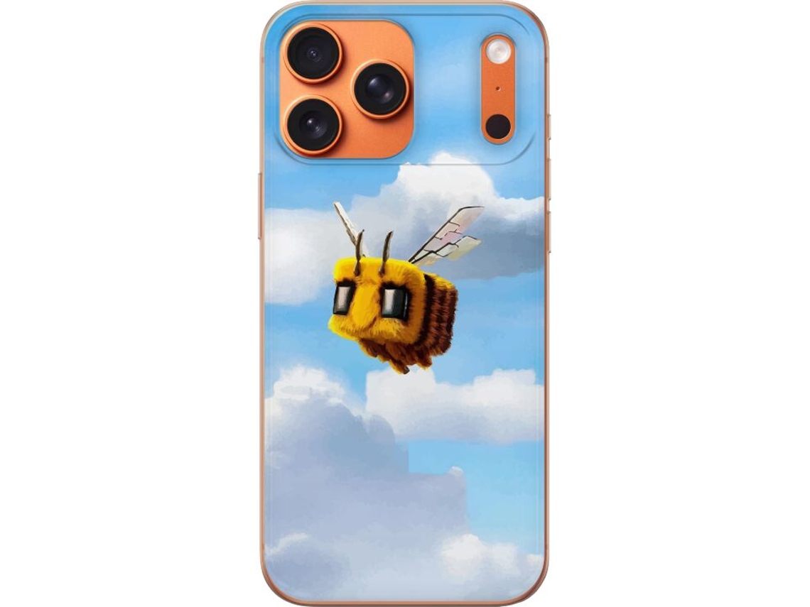Capa Para Celular Compatível Com Apple Iphone 17 Pro Max. Abelha Macia E Fofa Com Asas Flutuando Entre Nuvens Em Um Céu Azul, Um Motivo Lúdico E Encan