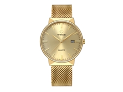 Wwoor Relógio De Pulso Luxo Masculino Analógico Quarzo Impermeável Cinto Estampado Ouro