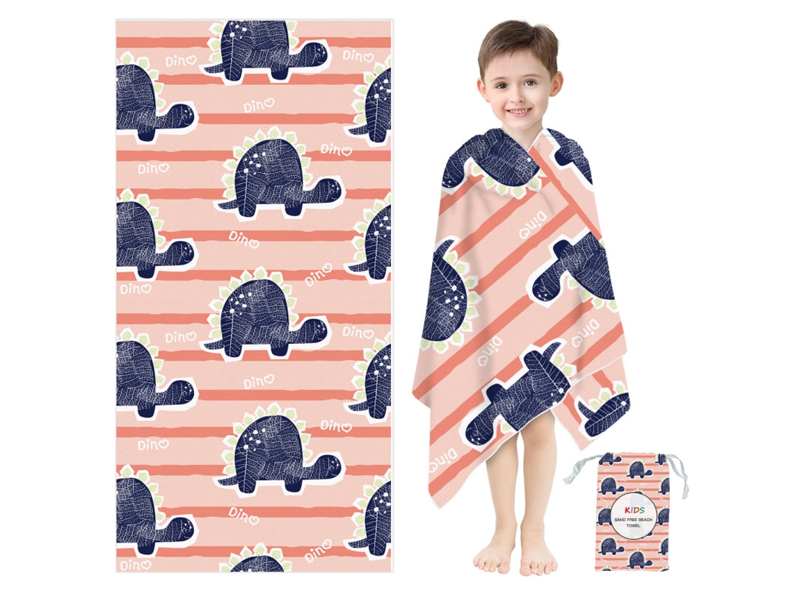 Toalha De Praia Infantil Secagem Rápida Absorvente Antiareiros, Leve E Versátil120×60cm dinossauroczhhmart