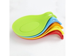 Conjunto de 5 descansos de colher de silicone para cozinha, resistentes ao calor até 220 °C, em aço inoxidável, próprios para lava-louças, coloridos.