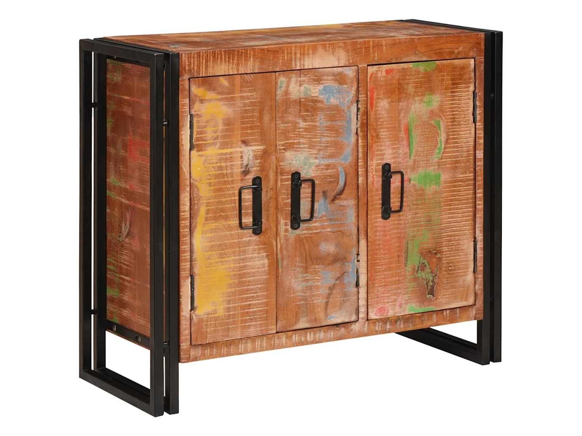 Vidaxl Buffet Com Portas Castanho Madeira Sólida Recuperada E Metal