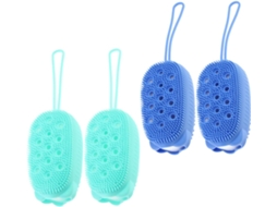 Conjunto De 4 Escovas Silicone Esfoliantes Para Banho, Para Limpeza E Massagem Corporal Durante O Chuveiro