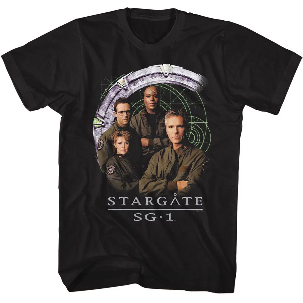 Unisex Adult T-shirt Rockinstone Stargate Cast And Gate Black Sizexxxl