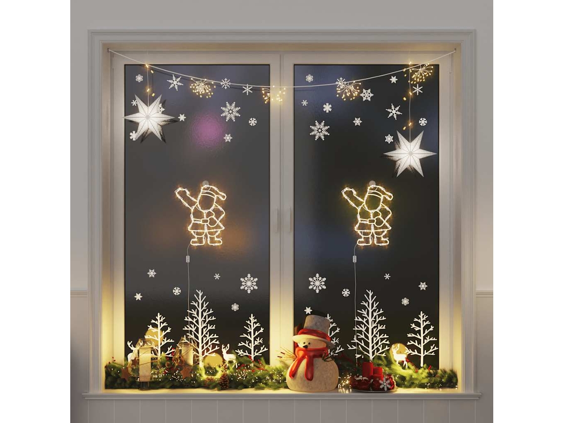 Vidaxl Luzes De Natal Silhueta Papai Noel 2 Pcs 35 Leds Branco Quente