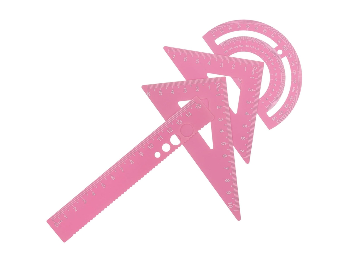 Régua Triangular De Metal Rosa Com Design Ergonômico E Ponta Antiderrapante Para Uso Em Escritórios Na Criação Gabaritos