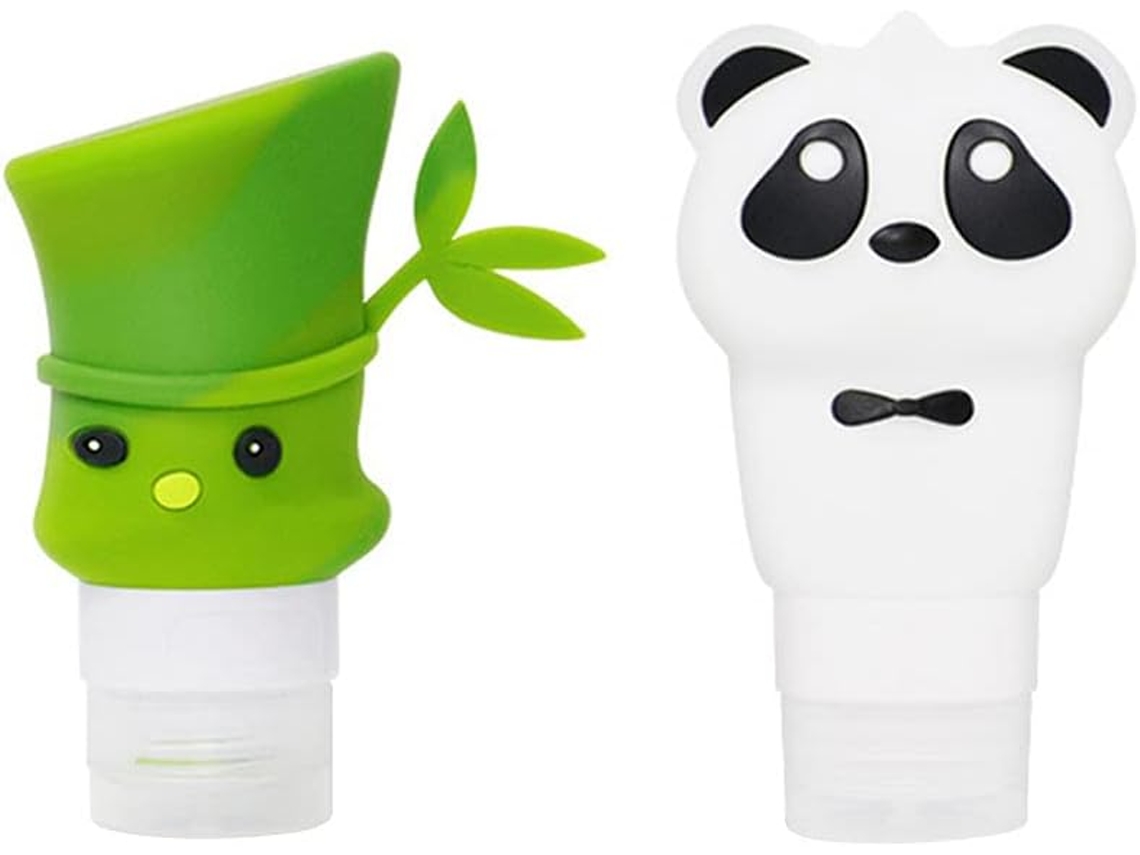 Dispensador De Sabonete Líquido Em Silicone E Pp, Formato De Panda E Bambu