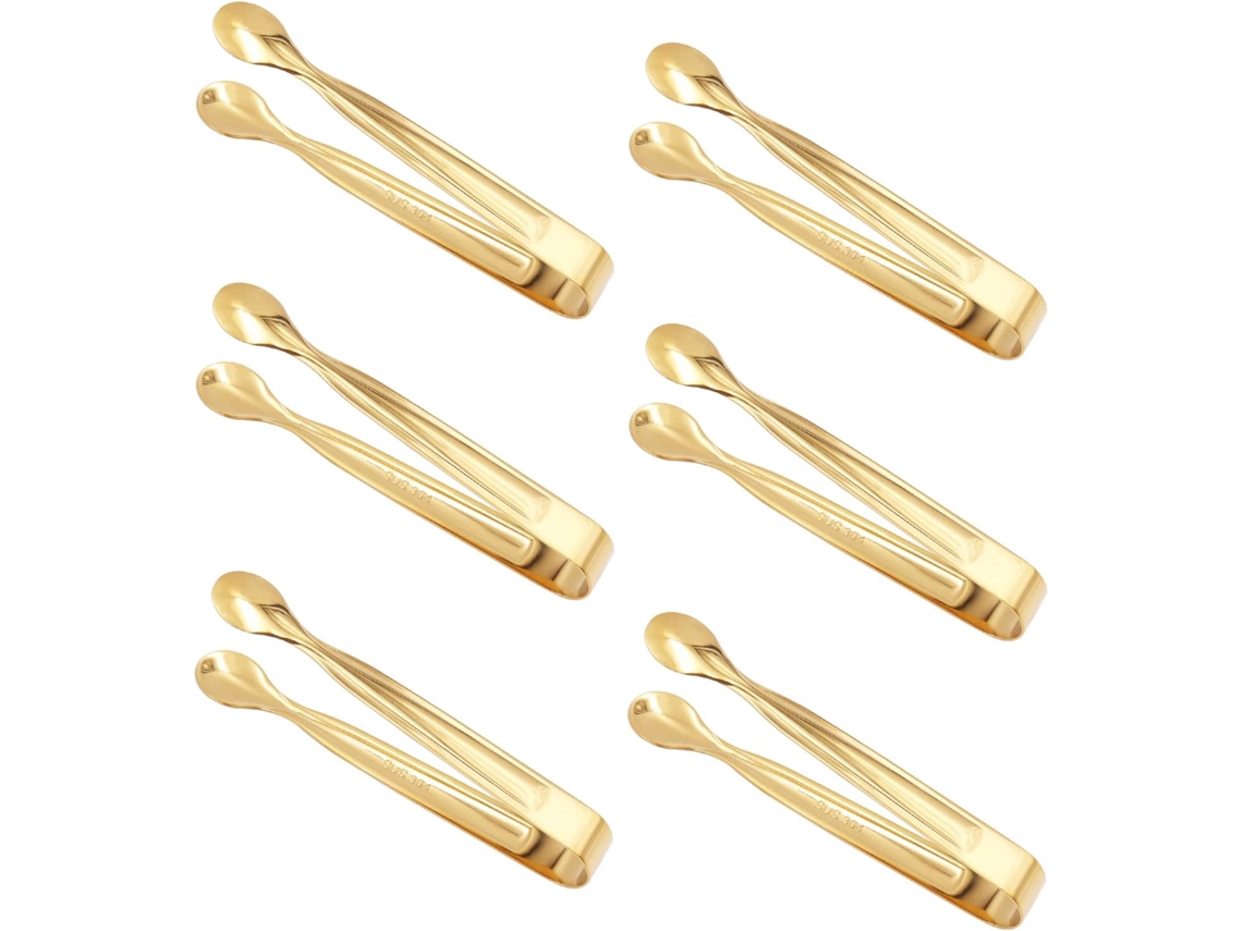 Pinças Para Doces, Conjunto De 6 Peças, De Gelo, Mini De Aço Inoxidável, Para Açúcar, Para Alimentos Como Cubos, Fatias De Limão, Saladas