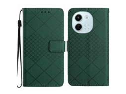 Capa De Couro Com Textura De Grade Rômbica Para Celular