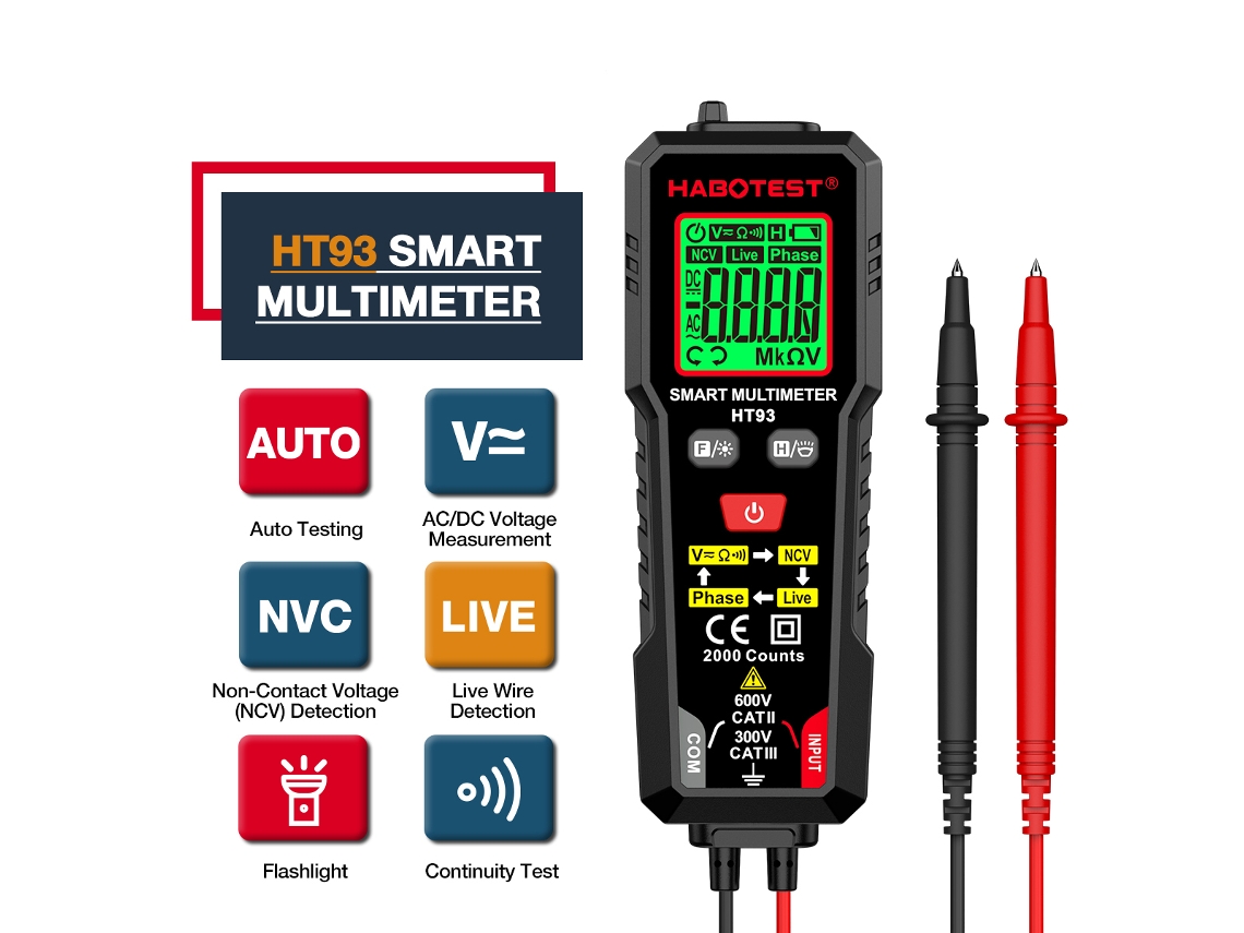 Tester SMD UT116C com Resistor, Capacitor, Diode, Auto Range LCD S/MARCA