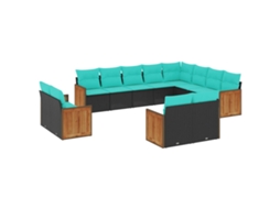 Conjunto de Sofá de Jardim, 12 Peças, Almofadas, Rattan Preto MAISON EXCLUSIVE