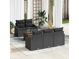 Vidaxl Conjunto De Sofá De Jardim 6 Unid. Preto Vime Pe