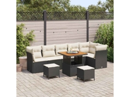 Vidaxl Conjunto De Sofá De Jardim 9 Unid. Preto Vime Pe