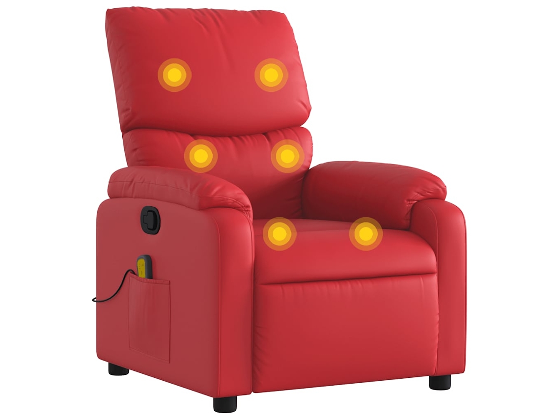 Massage Recliner Chair, Massage Recliner Chairs Vidaxl Vermelho Couro Artificial