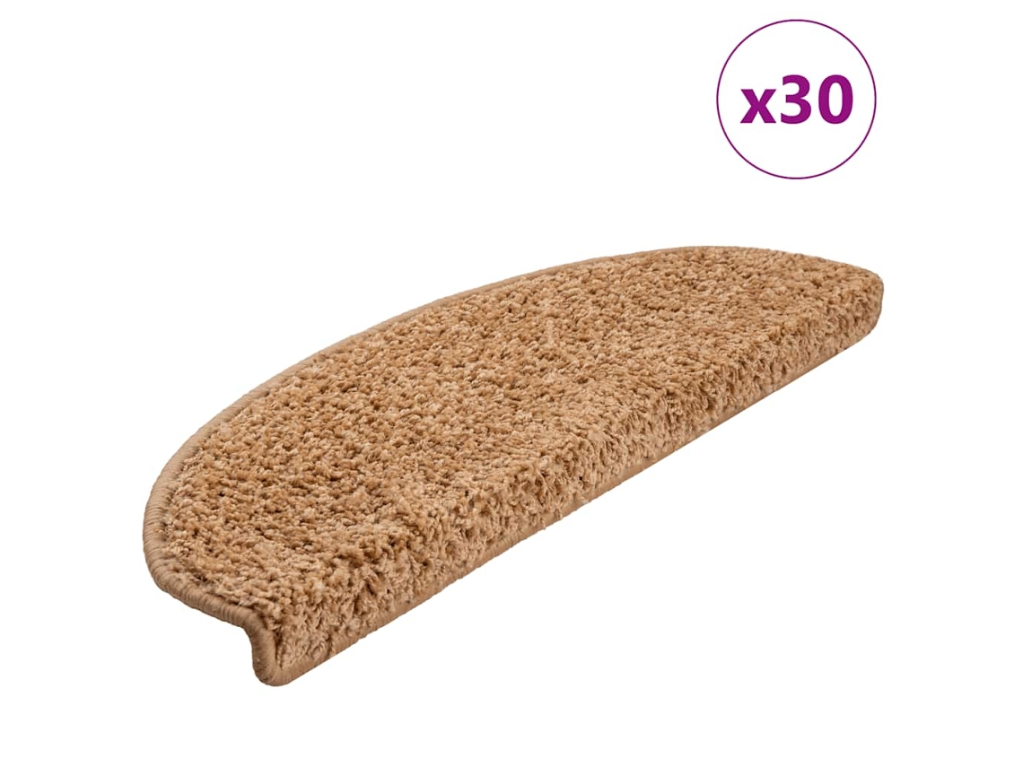 Vidaxl Tapetes De Escada 30 Peças 65x21x4 Cm Bege Semicircular Grande