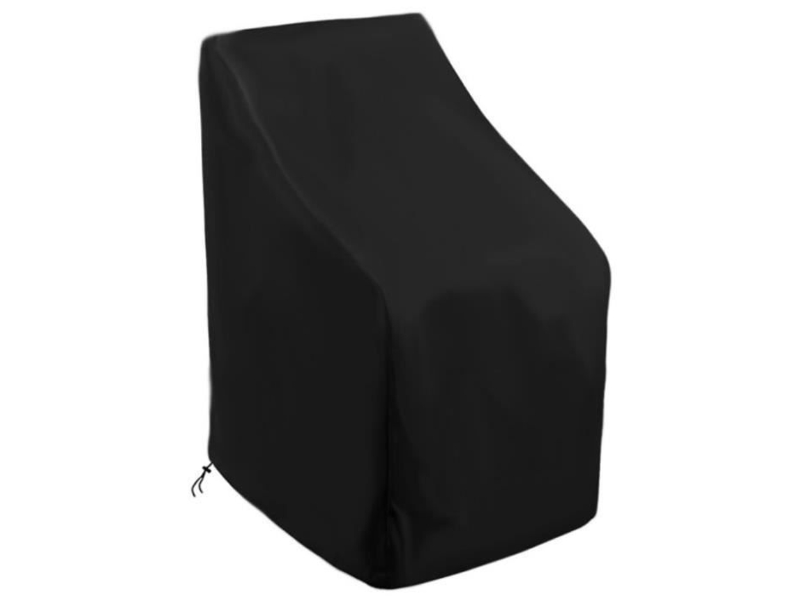 Capa protetora para cadeira de jardim empilhável à prova dágua com cabo integrado 420D Oxford preto 65 x 65 x 80/120 cm S/MARCA