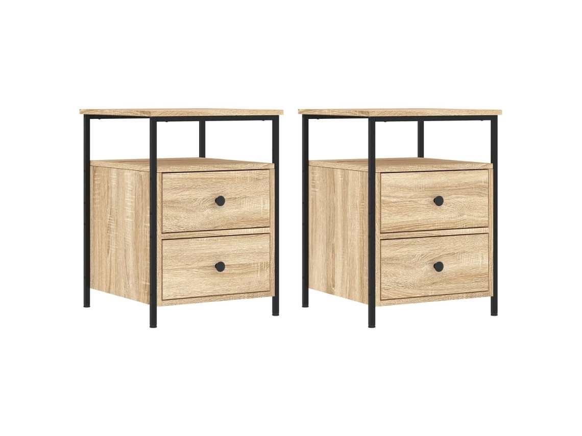 Bedside Cabinet, Bedside Cabinets Vidaxl Marrom Madeira Processada (n/a)
