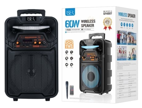 Coluna Wireless Portátil Com Luz Led Sf4007 ISER Preto