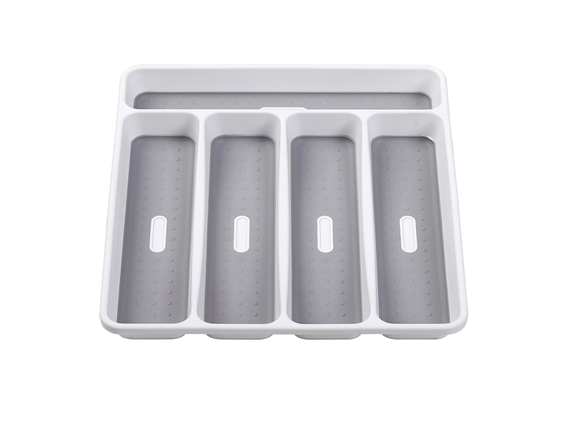 Lurelia Bandeja Para Talheres, Em Plástico, 5 Compartimentos, Para Gaveta De Cozinha, 32,2 X 28,4 X 4,7 Cm, Branco