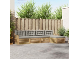 Vidaxl Conjunto De Sofás Para Exterior 5 Unid. Branco E Cinzento-claro