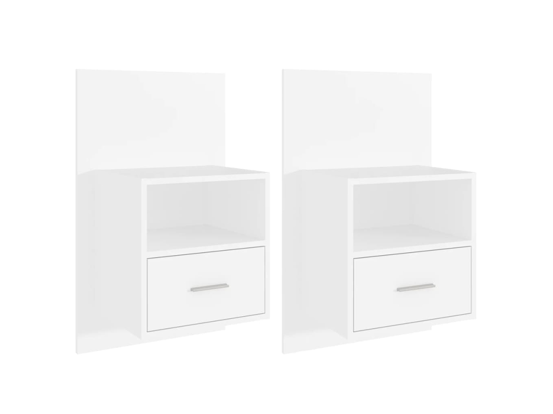 Wall-mounted Bedside Cabinet, Wall-mounted Bedside Cabinets Vidaxl Branco Madeira Processada (n/a)